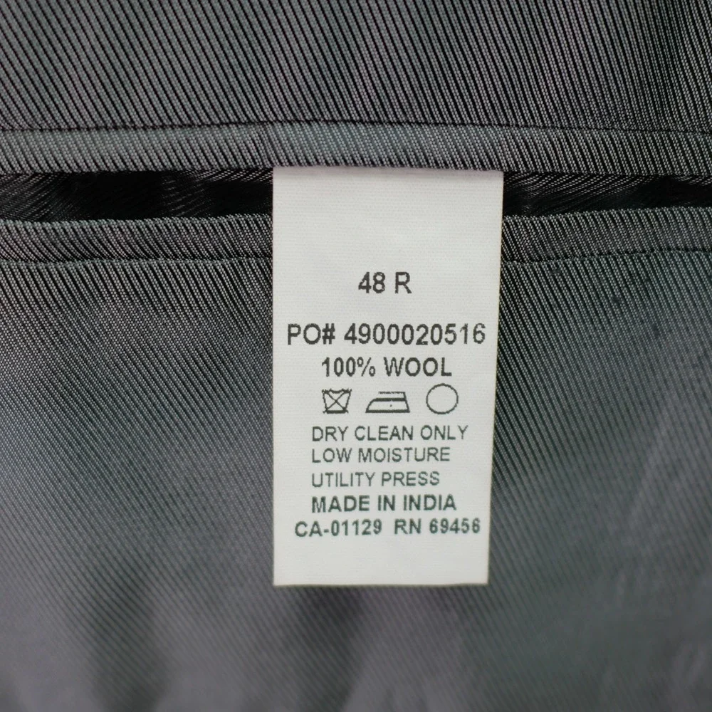 Calvin Klein Gray Twill Wool 48R Blazer 2‎ Button